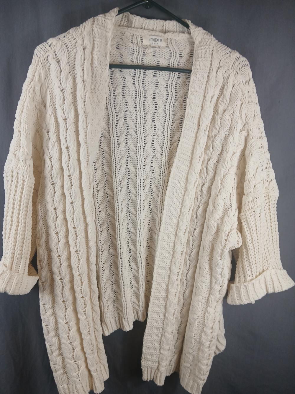 Umgee Cream Open Cable Knit Cardigan
